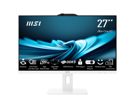 Моноблок MSI Pro AP272P 14M-619XRU 27" Full HD i3 14100 (3.5) 16Gb SSD512Gb UHDG 730 noOS GbitEth WiFi BT 120W клавиатура мышь Cam белый 1920x1080