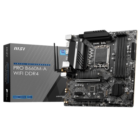 PRO B660M-A WIFI DDR4, mATX, B660, LGA1700, 4xDDR4, 2xPCI-Ex16, 1xPCI-Ex1, 2xM.2, 4xSATA3, 4+2xUSB3.2, 1xUSB TYPE-C, 2+4USB 2.0, WIFI AX, BT 5.2 (912444)