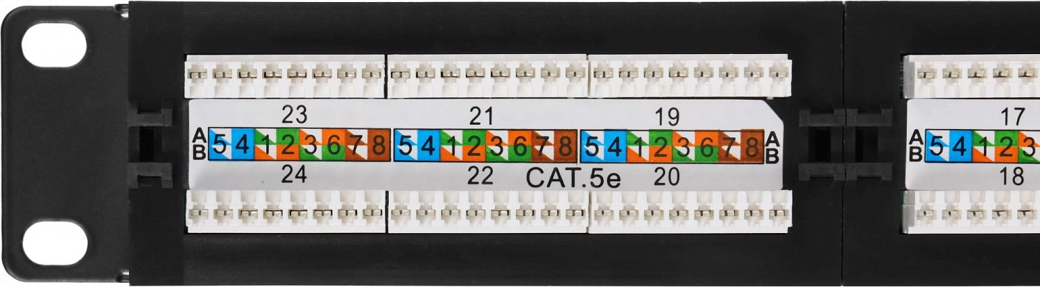 Патч-панель Патч-панель 19", кат. 5е, 1U, 24 порта UTP, с возможность установки заднего органайзера