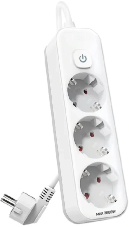 Сетевой фильтр Deli ET433 5м (3 розетки) белый (пакет ПЭ) Сетевой фильтр Deli ET433 5м (3 розетки) белый (пакет ПЭ)