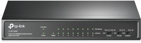 Коммутатор TP-Link TL-SF1009P 9x100Mb 8PoE+ 65W неуправляемый