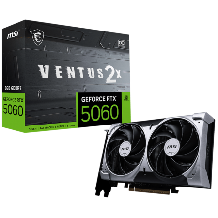 Видеокарта MSI PCI-E 5.0 RTX 5060 8G VENTUS 2X OC NVIDIA GeForce RTX 5060 8Gb 256bit GDDR7 2482/28000 HDMIx1 DPx3 HDCP Ret