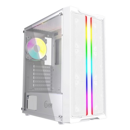 Корпус Powercase Mistral Evo White, Tempered Glass, 1x 120mm PWM ARGB fan + ARGB Strip + 3x 120mm PW