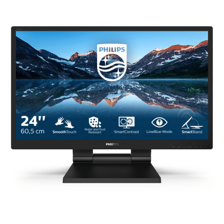 Монитор LCD 23.8'' [16:9] 1920х1080(FHD) IPS, nonGLARE, TOUCH, 60 Hz, 250 cd/m2, H178°/V178°, 1000:1, 50М:1, 16.7M, 5ms, VGA, DVI, HDMI, DP, USB-Hub, Height adj, Tilt, Speakers, 3Y, Black