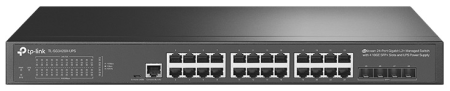 Сетевое оборудование TP-Link TL-SG3428X-UPS, JetStream™ 24 портовый гигабитный управляемый коммутатор уровня 2+ с 4 слотами SFP+ 10GE и источником бесперебойного питания