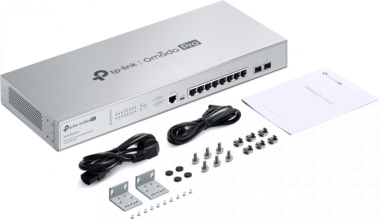 Коммутатор TP-Link Omada Pro S5500-8MHP2XF (L2+) 8x1Гбит/с 2xКомбо(10GBase-T/SFP+) 2SFP+ 8PoE+ 240W управляемый