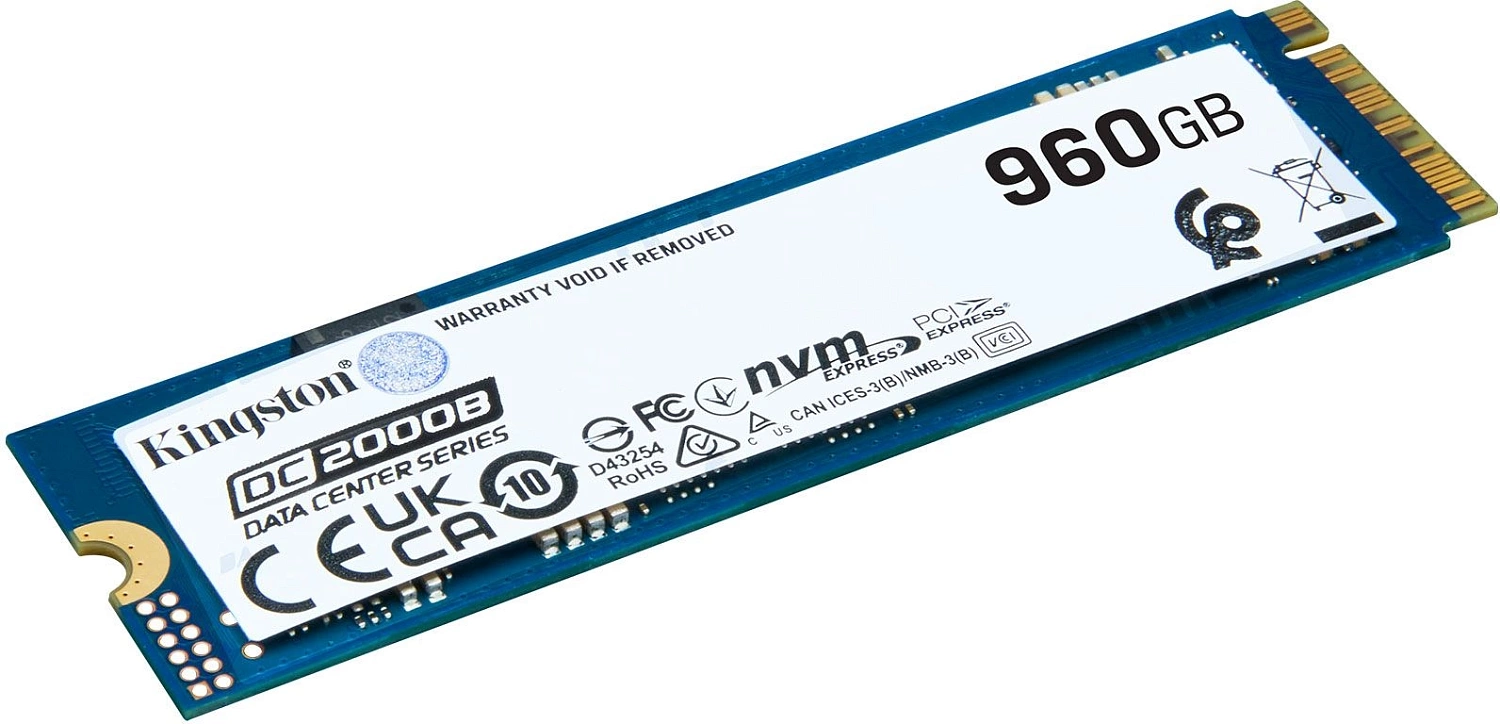 Твердотельный накопитель Kingston Enterprise SSD 960GB DC2000B M.2 2280 NVMe Gen4x4 R7000/W1300MB/s  3D TLC MTBF 2М 540 000/47 000 IOPS 700,8TBW (Data Center) 3 years