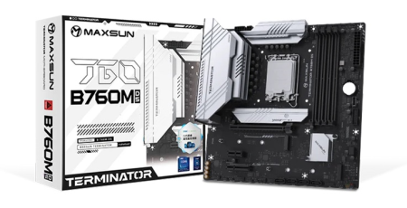 Материнская плата MAXSUN MS-Terminator B760M D5, LGA1700, B760, 4*DDR5, 4*SATA3, 3*M.2, USB 3.2, USB 2.0, Type-C, 1*PCIEx16, 1*PCIEx4, DP+HDMI,  mATX