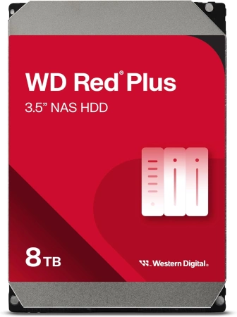 Жесткий диск Western Digital Red Plus NAS HDD 3.5" SATA 8Tb, 5640RPM, 256MB buffer, CMR, WD80EFPX, 1 year