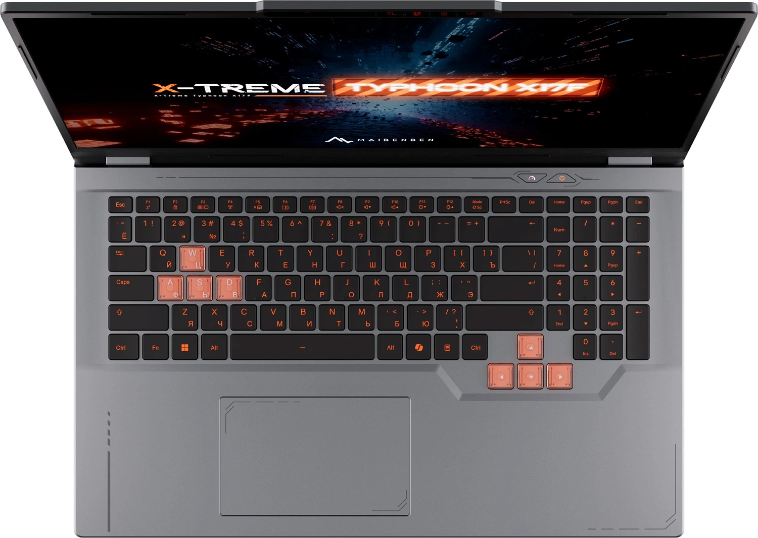 Ноутбук Maibenben X17F-R98956 Ryzen 9 8940HX 16Gb SSD512Gb NVIDIA GeForce RTX 5060 8Gb 17.3" IPS FHD (1920x1080) Windows 11 Home grey WiFi BT Cam 5200mAh (X17F-R989560F34HG4E10)