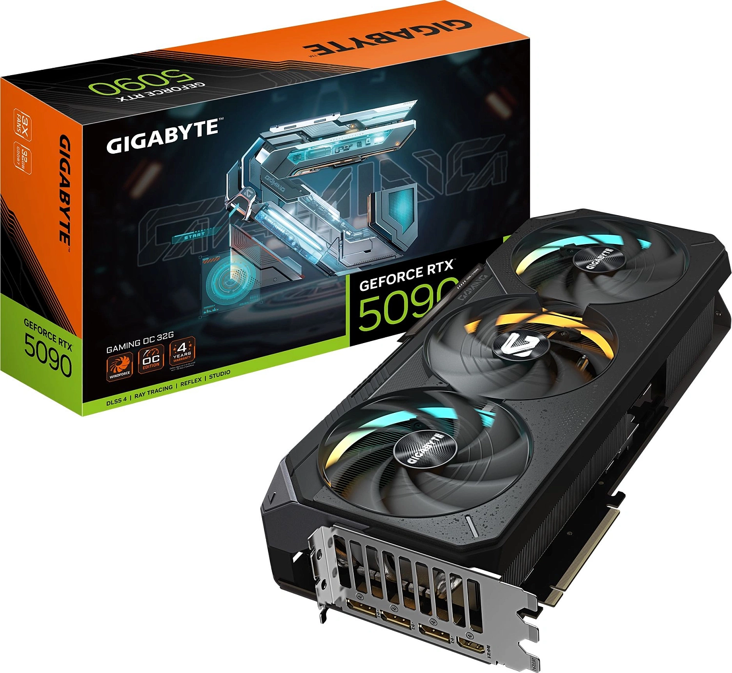 Видеокарта Gigabyte PCI-E 5.0 GV-N5090GAMING OC-32GD NVIDIA GeForce RTX 5090 32Gb 256bit GDDR7 2407/30000 HDMIx1 DPx3 HDCP Ret