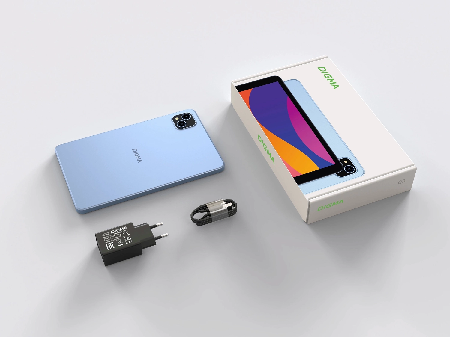 Планшет Digma Q8 SC9863A (1.6) 8C RAM3Gb ROM32Gb 8" IPS 800x1200 4G 2Sim Android 14 голубой 5Mpix 2Mpix BT WiFi microSD 128Gb 4500mAh