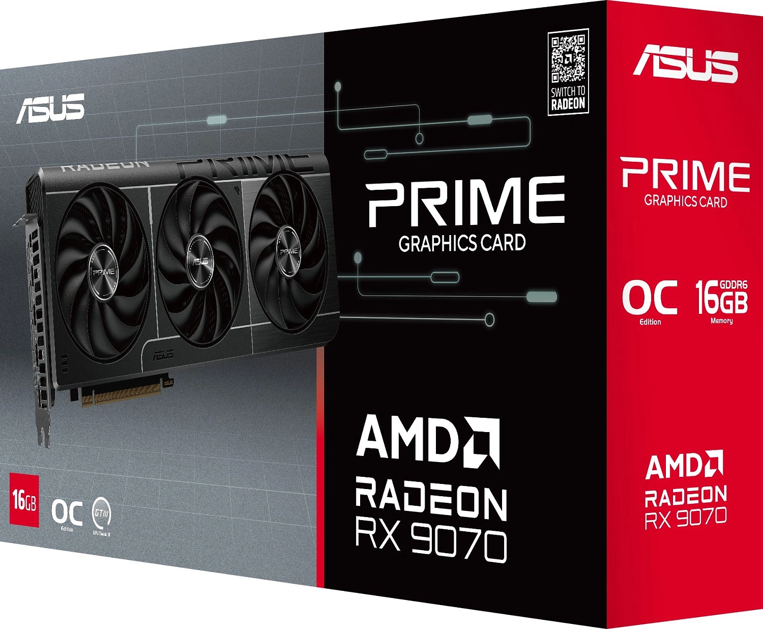 Видеокарта Asus PCI-E 5.0 PRIME-RX9070-O16G-EVO AMD Radeon RX 9070 16Gb 256bit GDDR6 2120/20000 HDMIx1 DPx3 HDCP Ret