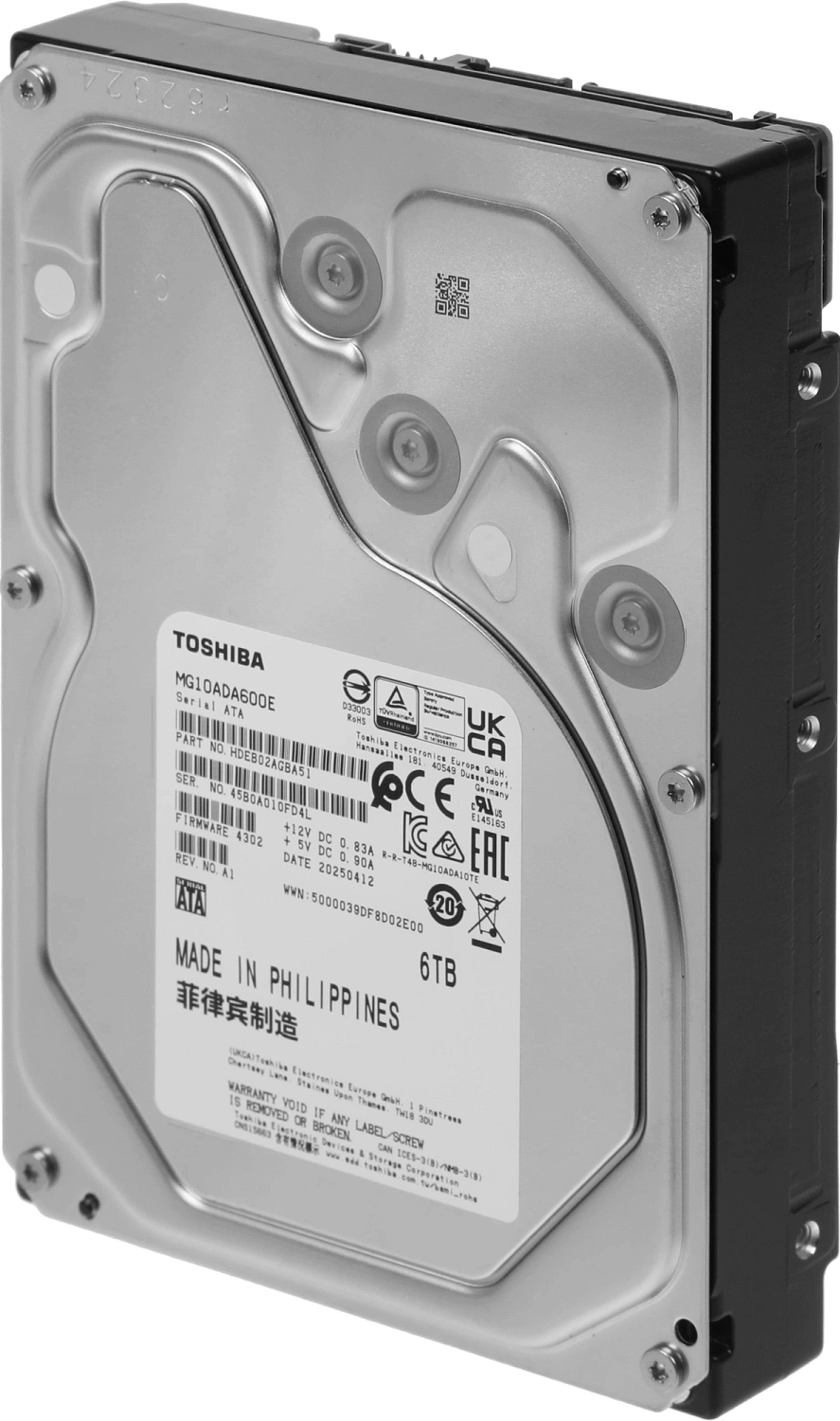 Жесткий диск Toshiba Enterprise HDD 3.5" SATA 6TB, 7200 rpm, 512MB buffer, MG10ADA600E, 1 year