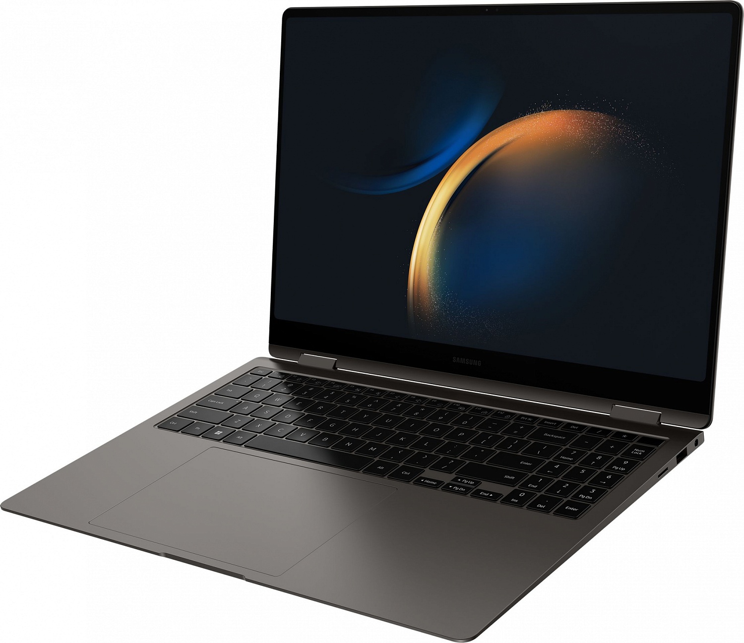 Ноутбук Samsung Galaxy Book 3 Pro 360 NP964 Core i7 1360P 16Gb SSD512Gb Intel Iris Xe graphics 16" AMOLED Touch 3K (2880x1800) Windows 11 Professional graphite WiFi BT Cam (NP964QFG-KA1IT)