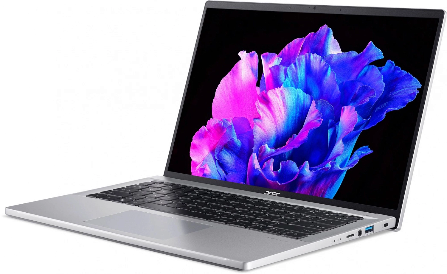 Ноутбук Acer Swift Go 14 SFG14-71-58WG Core i5 13420H 16Gb SSD512Gb Intel UHD Graphics 14" OLED 2.8K (2880x1800) noOS silver WiFi BT Cam (NX.KLQCD.006)