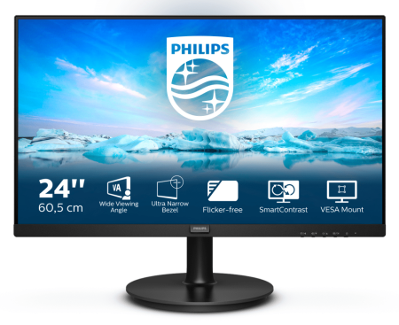 Монитор Philips 23.8" 241V8LA(00/01) черный VA LED 16:9 HDMI M/M матовая 250cd 178гр/178гр 1920x1080 75Hz VGA FHD 2.97кг