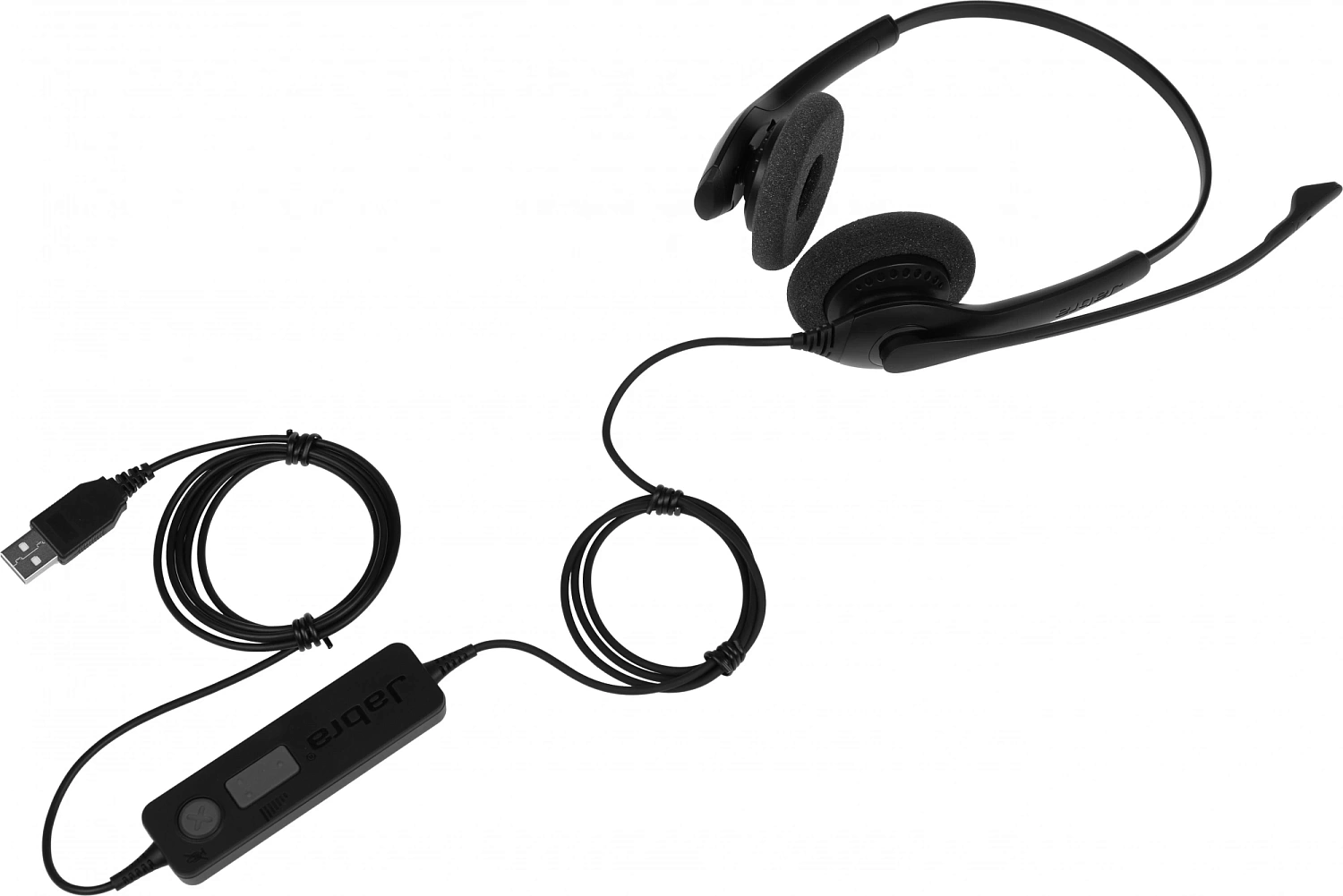 Наушники с микрофоном Jabra BIZ 1500 Duo черный 2.3м накладные USB оголовье (1559-0159)