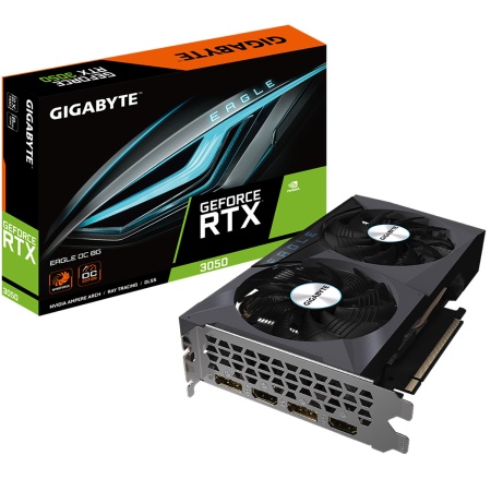 Видеокарта Gigabyte PCI-E 4.0 GV-N3050EAGLE OC-6GD NVIDIA GeForce RTX 3050 6Gb 128bit GDDR6 1792/14000 HDMIx2 DPx2 HDCP Ret