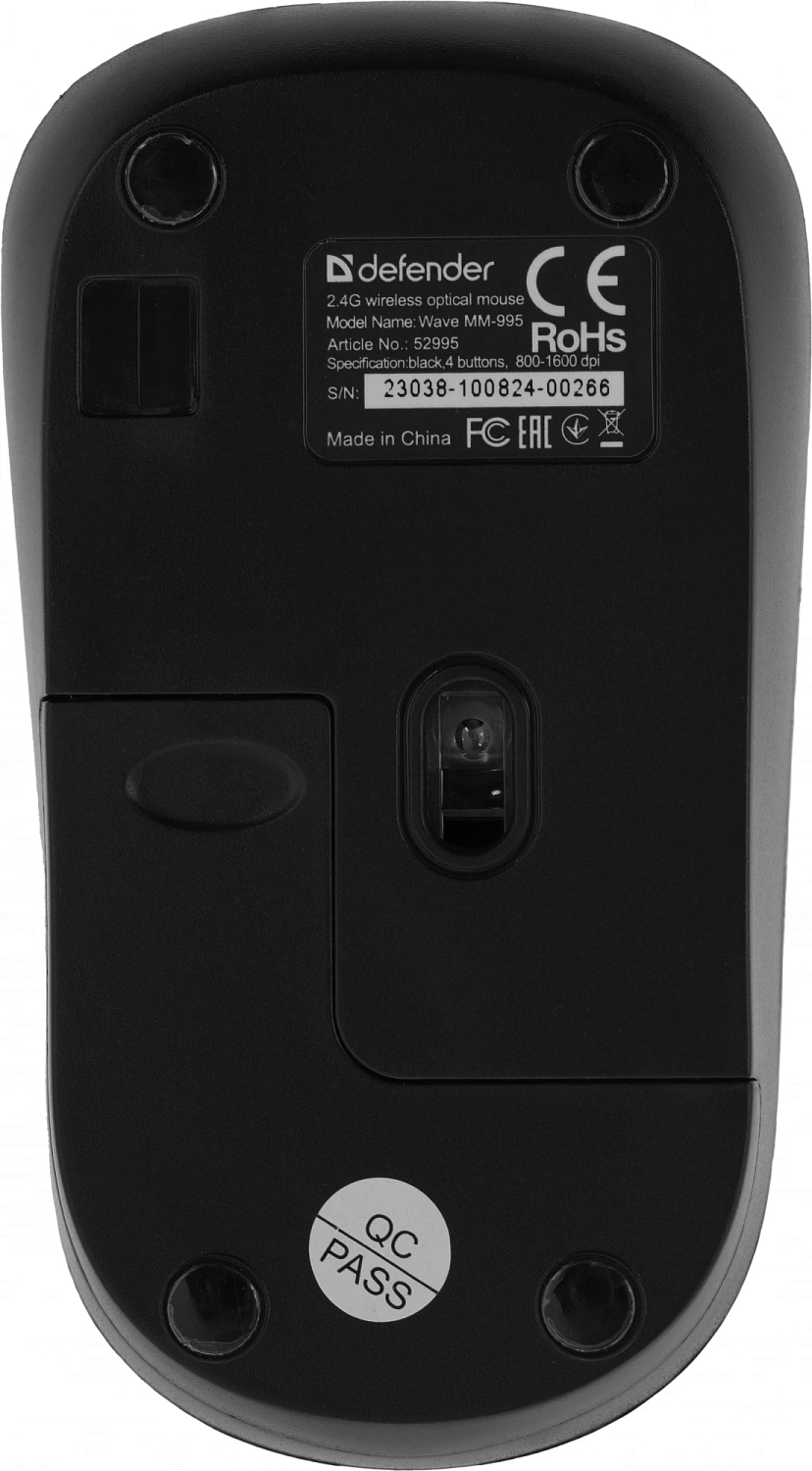 Мышь Defender Wave MM-995 черный оптическая 1600dpi silent беспров. USB для ноутбука 3but (52995) Мышь Defender Wave MM-995 черный оптическая 1600dpi silent беспров. USB для ноутбука 3but (52995)