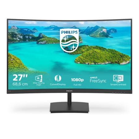 Монитор LCD 27'' [16:9] 1920х1080(FHD) VA, Curved, nonGLARE, 250cd/m2, H178°/V178°, 3000:1, 16.7M, 4ms, VGA, HDMI, Tilt, Speakers, 2Y, Black