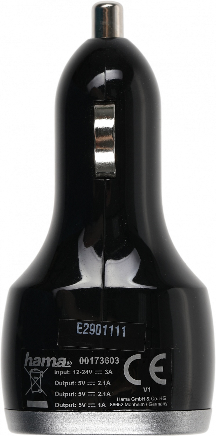 Автомобильное зар./устр. Hama H-173603 2.1A+2.1A+1A 3xUSB универсальное черный (00173603)