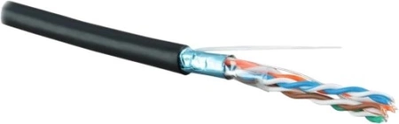 Кабель информационный Hyperline FUTP4R-C5E-S24-OUT-LSZH-BK-500 кат.5E FTP 4 пары 24AWG PVC внутренний 500м серый