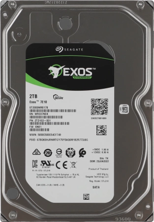 Жесткий диск HDD SATA Seagate 2Tb, ST2000NM017B, Exos 7E10, 7200 rpm, 256Mb buffer 512e/4KN, 1 year
