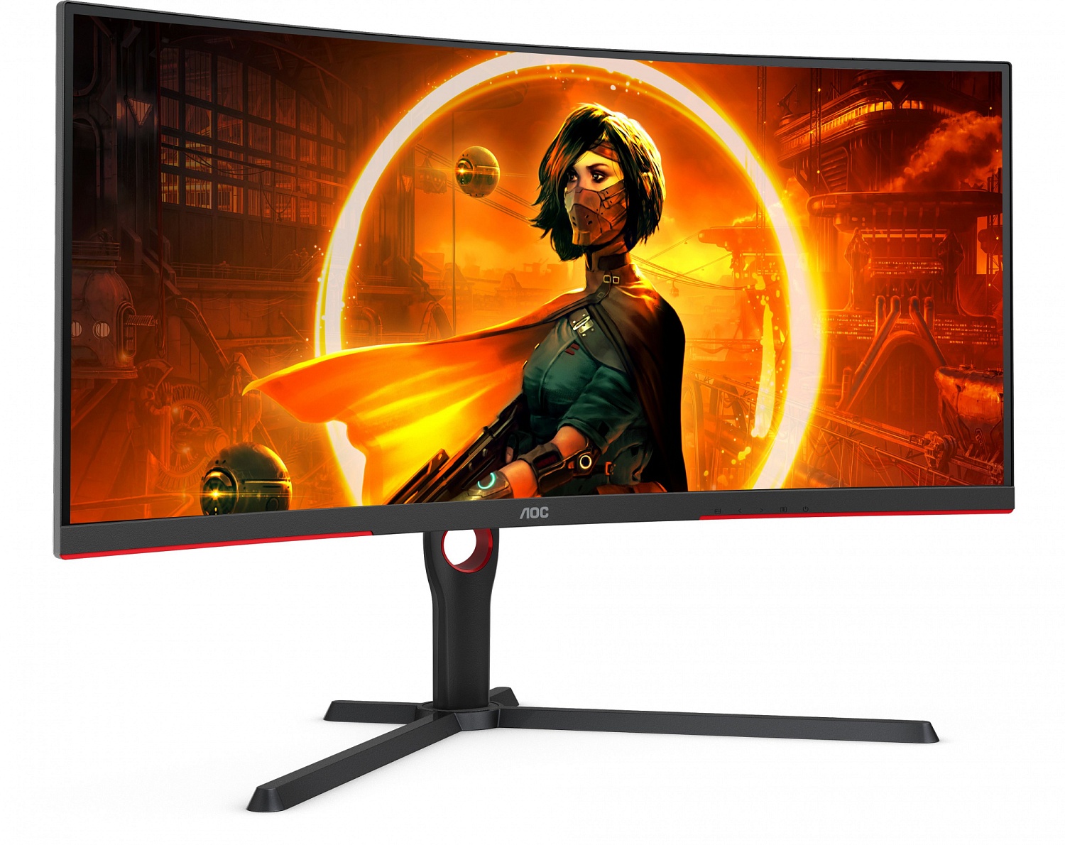 Монитор AOC 34" Gaming CU34G3S/BK черный/красный VA LED 1ms 21:9 HDMI M/M матовая HAS Piv 300cd 178гр/178гр 3440x1440 165Hz FreeSync Premium DP 2K USB 8.25кг