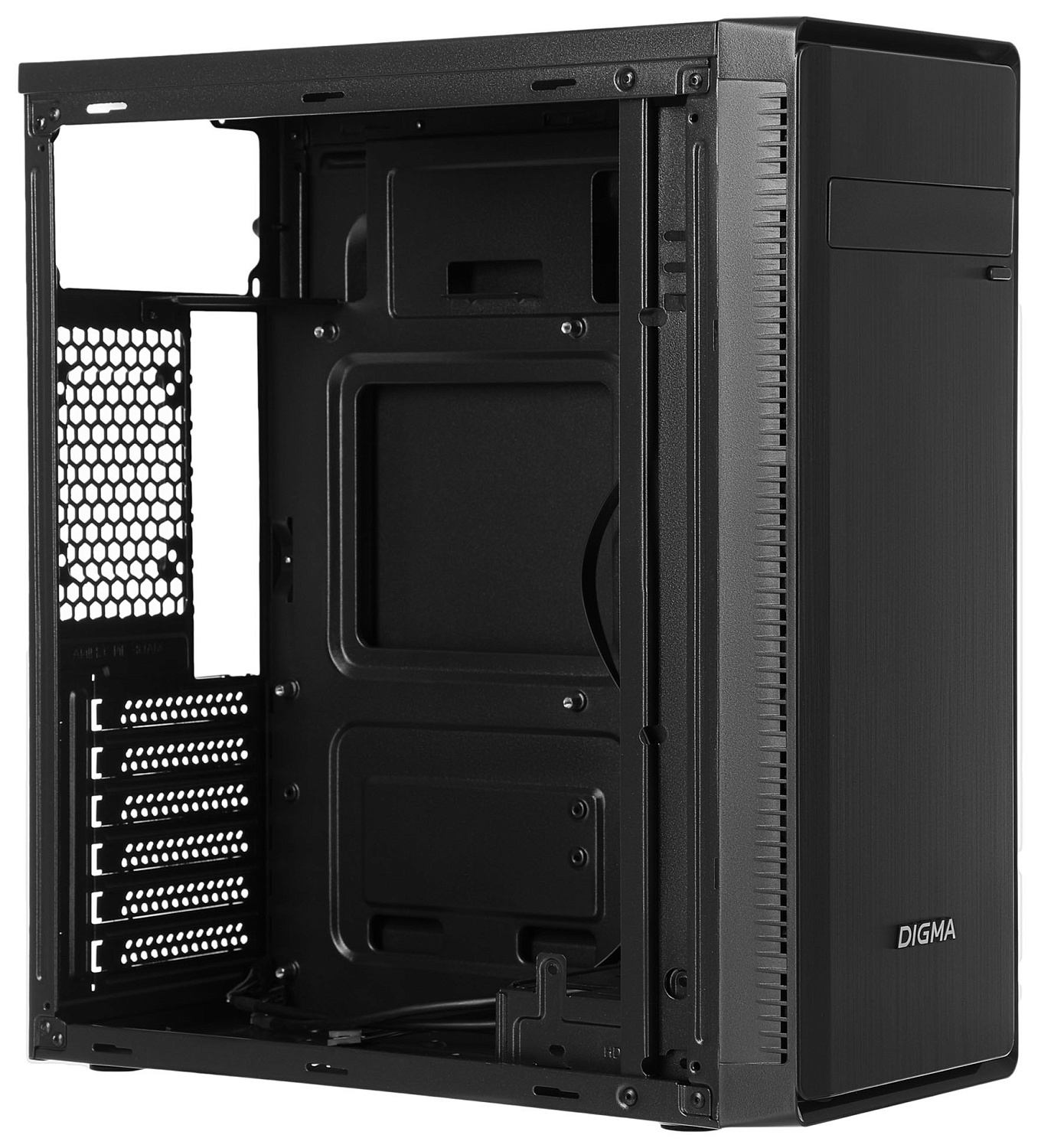 Корпус Digma DC-ATX100-U2 черный без БП ATX 1x80mm 2x120mm 2xUSB2.0 audio