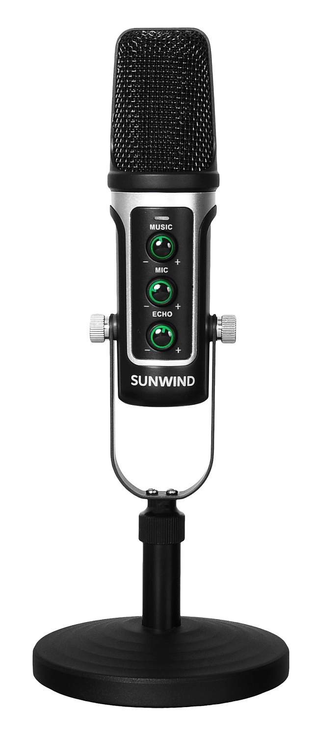 Микрофон проводной SunWind SW-SM500G 1.8м черный