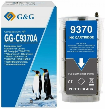 Картридж струйный G&G GG-C9370A фото черный (130мл) для HP Designjet T610/T770/T790eprinter/T1300eprinter/T1100