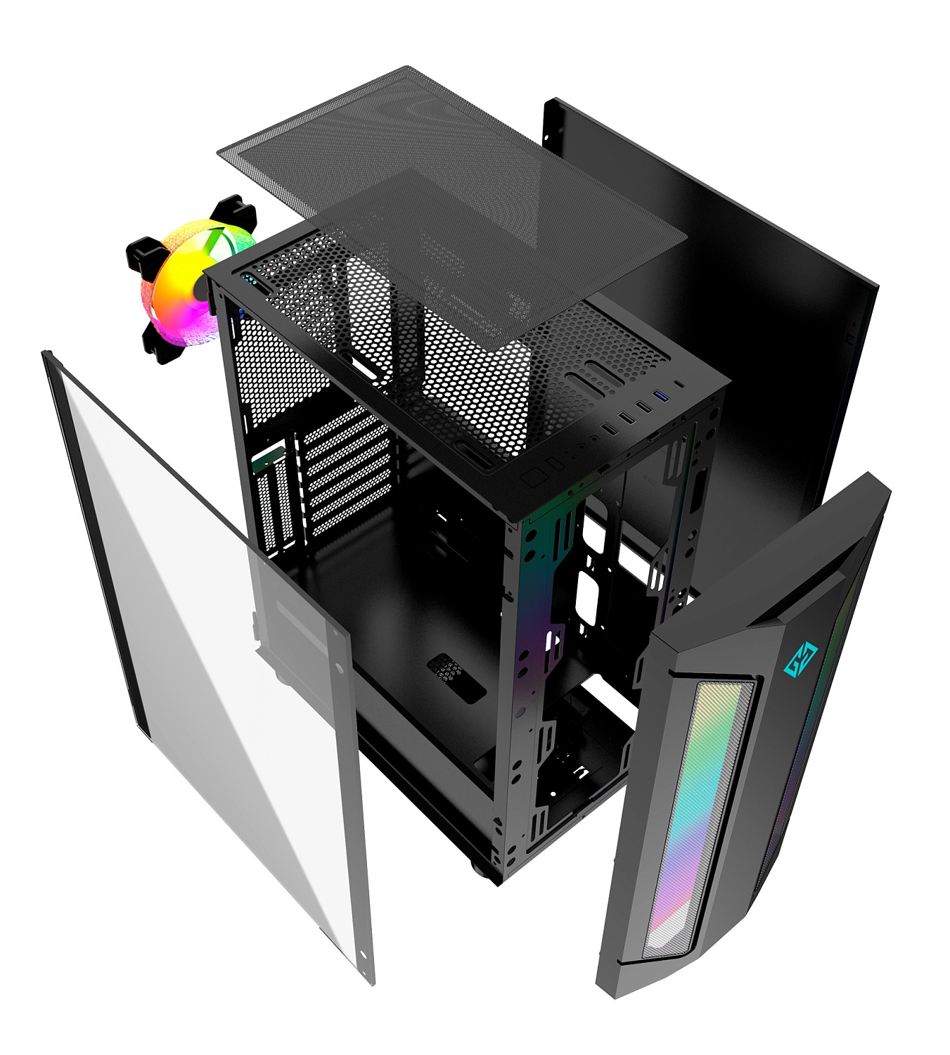 Корпус GMNG OGC-G130 черный без БП ATX 5x120mm 2xUSB2.0 1xUSB3.0 audio bott PSU