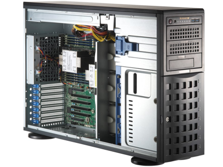 Серверная платформа Supermicro SuperServer Tower 741P-TR noCPU(2)4rd Gen Xeon Scalable/TDP 300W/no DIMM(16)/ SATARAID HDD(8)LFF/2xM.2 NVMe 6xFH/2x1GbE/2x1200W