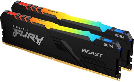 Память DDR4 2x8Gb 3200MHz Kingston KF432C16BBAK2/16 Fury Beast Black RGB RTL Gaming PC4-25600 CL16 DIMM 288-pin 1.35В single rank с радиатором Ret