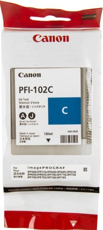 Картридж струйный Canon PFI-102C 0896B001 голубой (130мл) для Canon iPF510/605/610/650/655/750/760/765