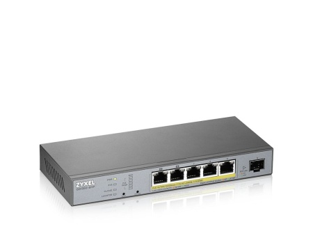 Коммутатор Zyxel NebulaFlex Pro GS1350-6HP GS1350-6HP-EU0101F 5G 1SFP 4PoE 4PoE+ 60W управляемый