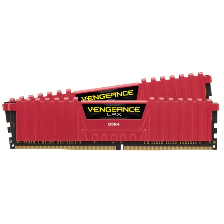 Corsair Vengeance LPX red, Black PCB DDR4, Dimm, CMK16GX4M2B3200C16R 3200MHz 16GB 2x8GB Unbuffered, CMK16GX4M2B3200C16R 16-18-18-36, XMP 2.0, , 1.35V, for SKL (070478)