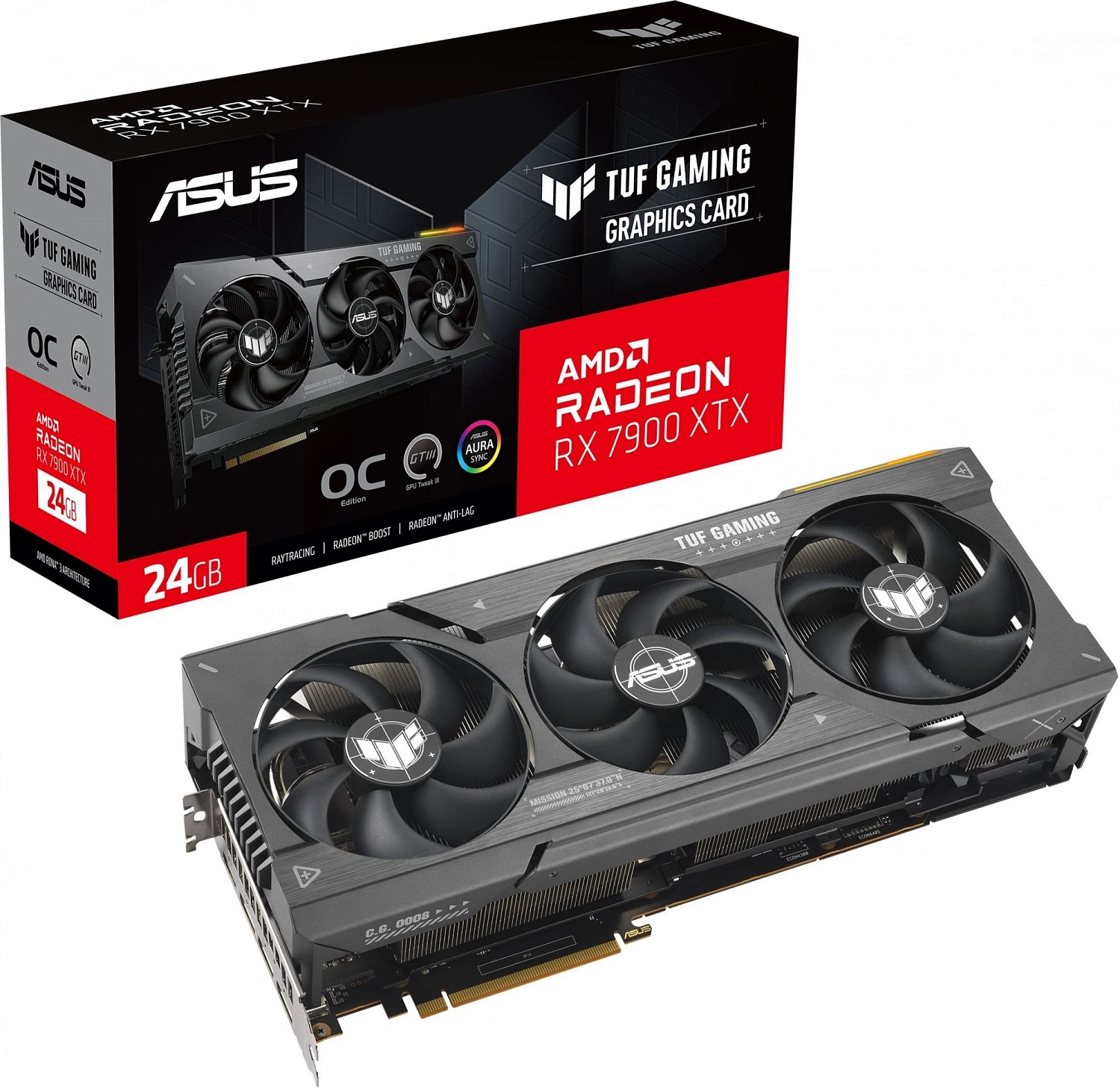 Видеокарта ASUS TUF-RX7900XTX-O24G-GAMING//RX7900XTX HDMI*1 DP*3 24G D6; 90YV0IG0-M0NA00