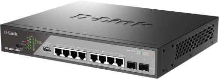 Коммутатор D-Link Smart L2 Surveillance Switch 8х1000Base-T PoE 802.3bt 90W, 2x1000Base-X SFP, PoE Budget 242W, Long-range PoE up to 250m