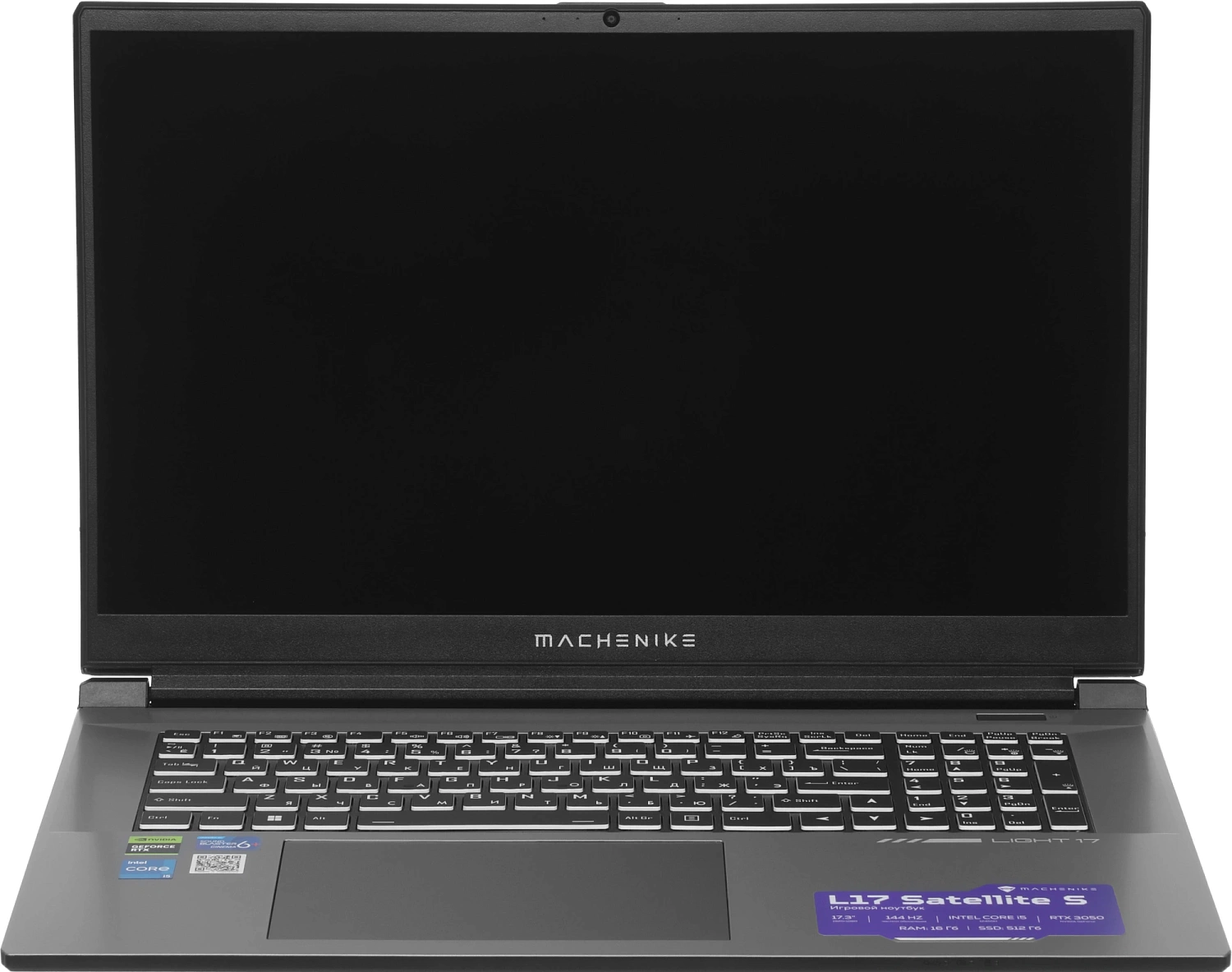 Ноутбук Machenike L17 Satellite S Core i5 12450H 16Gb SSD512Gb NVIDIA GeForce RTX 3050 4Gb 17.3" IPS FHD (1920x1080) FreeDOS grey WiFi BT Cam 2668mAh (JJ00GX00JRU)