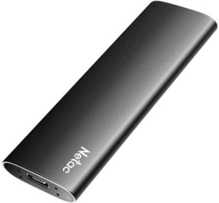 Ssd накопитель Netac Z SLIM Black 250GB USB 3.2 Gen 2 Type-C External SSD, R/W up to 550MB/480MB/s,with USB-C to USB-A cable and USB-A to USB-C adapter 3Y wty