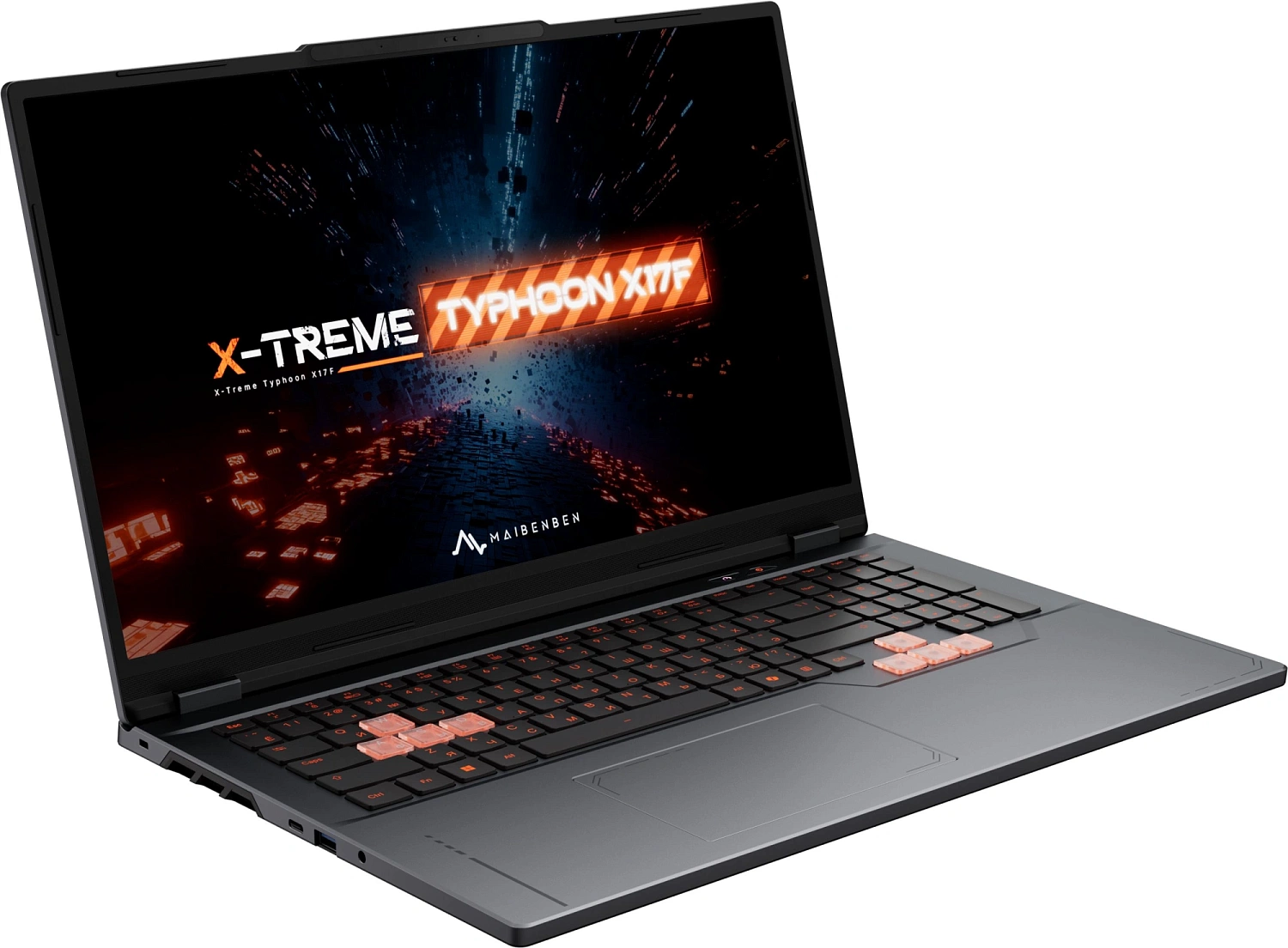 Ноутбук Maibenben X17F-R98956 Ryzen 9 8940HX 16Gb SSD512Gb NVIDIA GeForce RTX 5060 8Gb 17.3" IPS FHD (1920x1080) Windows 11 Home grey WiFi BT Cam 5200mAh (X17F-R989560F34HG4E10)