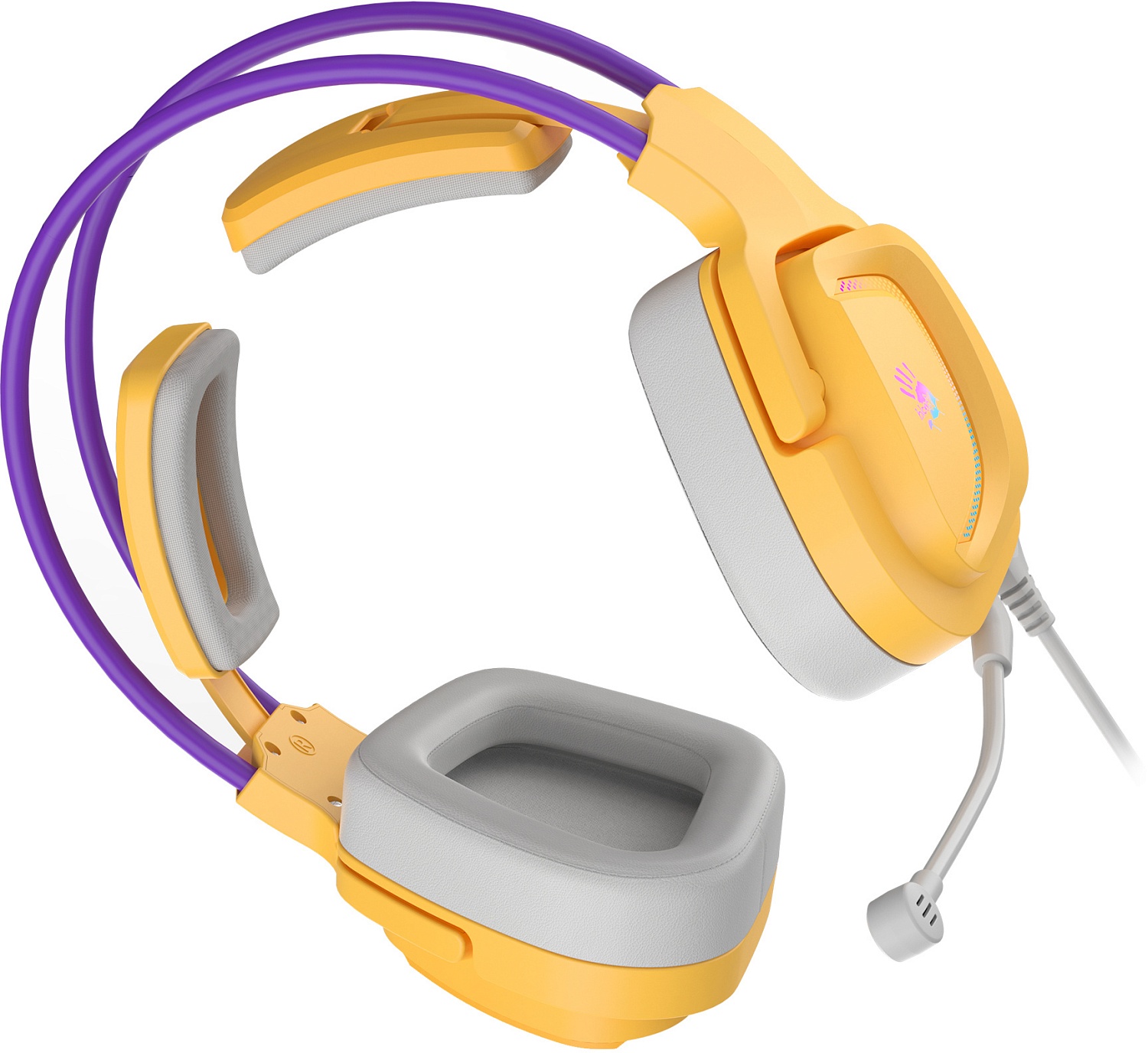 Наушники с микрофоном A4Tech Bloody G575 желтый/фиолетовый 2м мониторные USB оголовье (G575 /ROYAL VIOLET/ USB)