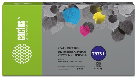 Картридж струйный Cactus CS-EPT973100 T9731 черный (540мл) для Epson WorkForce WF-C869RD3TWFC/WF-C869RDTWF