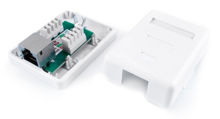 Розетка Hyperline SB1-1-8P8C-C6-SH-WHRJ45 1 кат.6 FTP бел. (упак.:1шт)