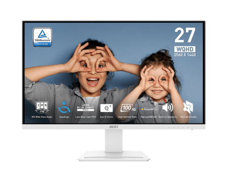 Монитор MSI PRO MP273QW E2 27" 16:9 WQHD(2560x1440)IPS Flat,1ms(MPRT),1300:1,100M:1,400nit,178/178,2xHDMI ,1xDP,Tilt,VESA,100Hz,1y w-ty, White