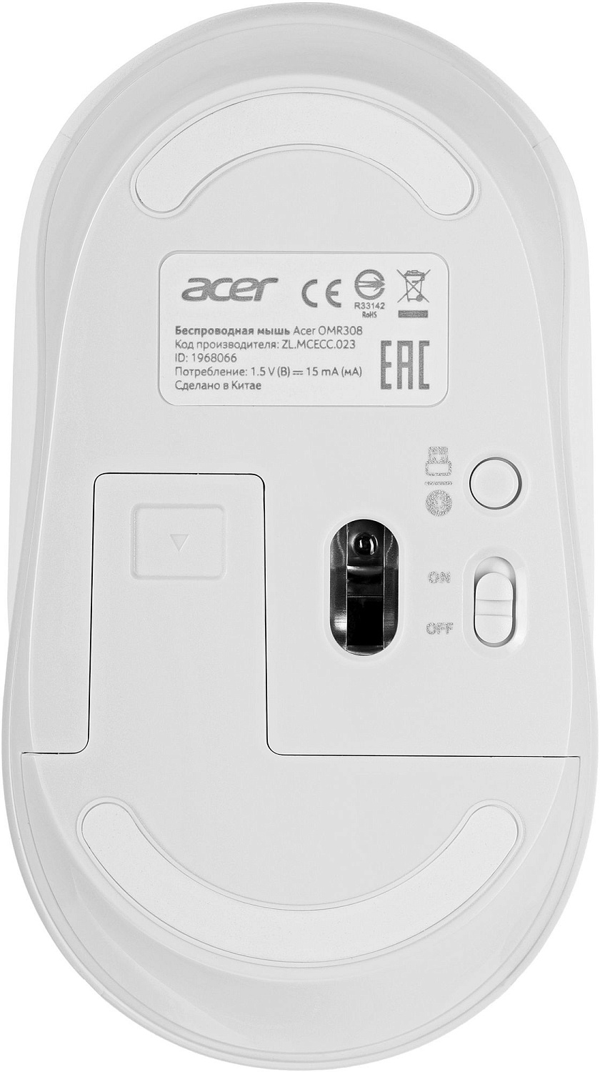 Мышь Acer OMR308 белый оптическая (1600dpi) беспроводная USB (4but) Мышь Acer OMR308 белый оптическая (1600dpi) беспроводная USB (4but)