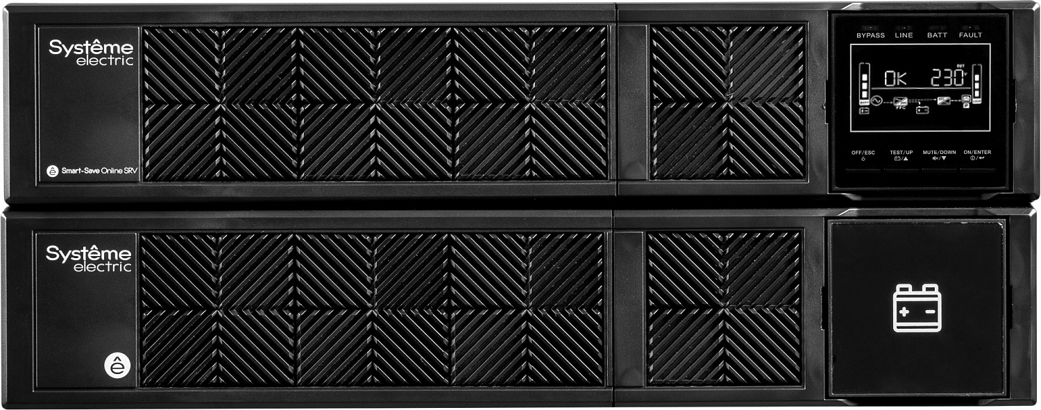 Источник бесперебойного питания Systeme Electric Smart-Save Online SRV, 6000VA/5400W, On-Line, Extended-run, Rack 4U(Tower convertible), LCD, Out: Hardwire, SNMP Intelligent Slot, USB, RS-232