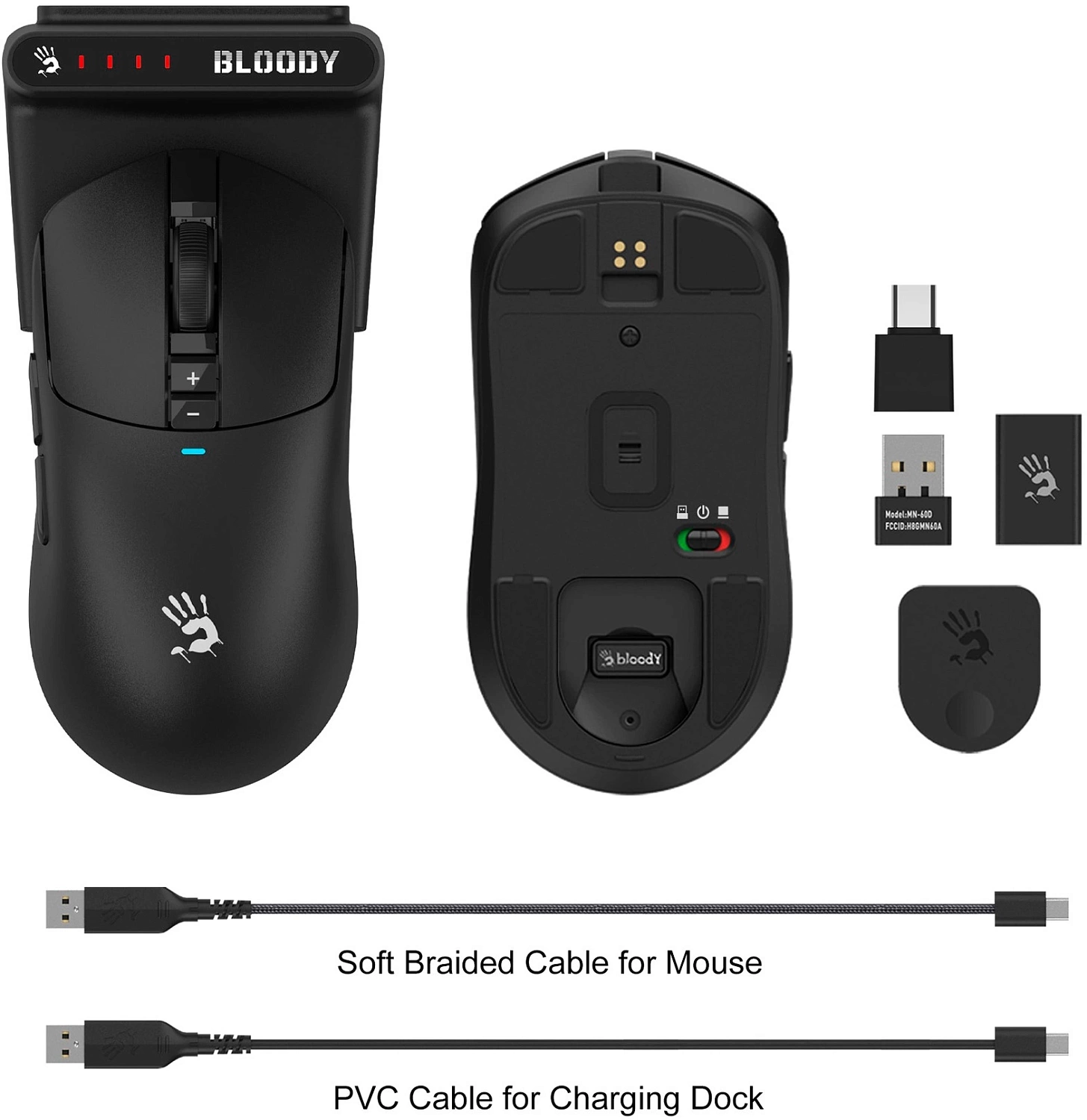 Мышь A4Tech Bloody R72 Ultra Duo черный оптическая (20000dpi) беспроводная USB-C (7but) Мышь A4Tech Bloody R72 Ultra Duo черный оптическая (20000dpi) беспроводная USB-C (7but)